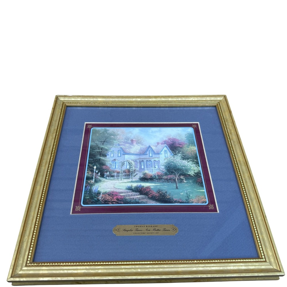 Thomas Kinkade Framed Art Print 11x11 Gold Simpler Times Better Times Cottage 97